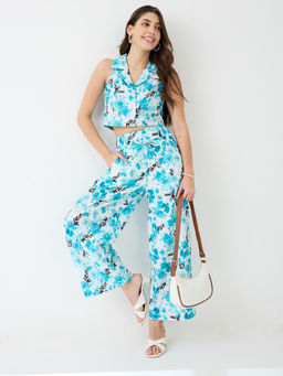 Globus - Women Blue Floral Print Co-Ord (Set of 2)