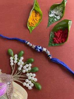 Digital Dress Room - Beautiful Designer Rakhi TortoiseEvil Eye Charm Dark Blue Thread Rakhi
