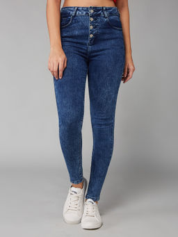 DOLCE CRUDO - Women Blue Skinny-Fit High-Rise Stretchable Denim Jeans