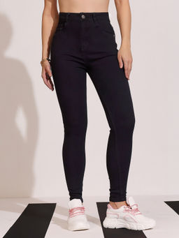 DOLCE CRUDO - Women Black Skinny Fit Cropped Length Stretchable Denim Jeans