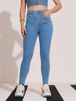 DOLCE CRUDO - Women Blue Skinny High-Rise Cropped Denim Jeans
