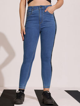 DOLCE CRUDO - Women Blue Skinny Fit High Rise Cropped Denim Stretchable Jeans