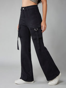 DOLCE CRUDO - Women Black Bootcut High-Rise Regular-Length Stretchable Denim Jeans