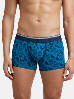 Jockey - US63 Men Super Combed Cotton Elastane Stretch Printed Trunk - Bright Teal