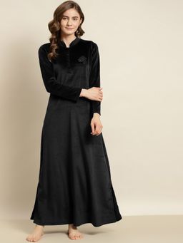 Sweet Dreams - Women Solid Night Dress Black