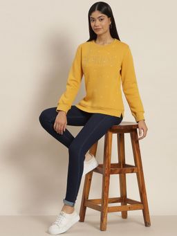 Sweet Dreams - Women Polka Dots Sweatshirt Mustard