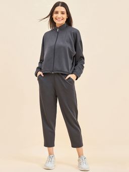 Sweet Dreams - Women Solid Track Suit Grey (Set of 2)