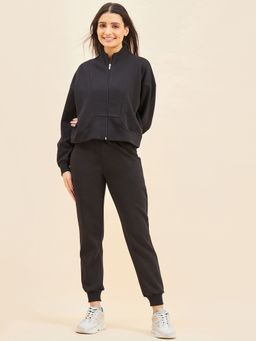 Sweet Dreams - Women Solid Track Suit Black (Set of 2)