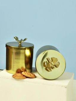 Manor House - Waterfly Jars Gold Finish Set Of 2 with Tray