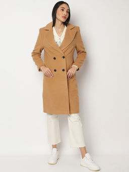 Missguided - Camel Slim Double Breasted Longline Formal Coat