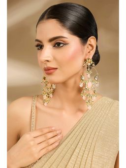 VIVINIA By Vidhi Mehra - Peach Quartz Polki Earrings
