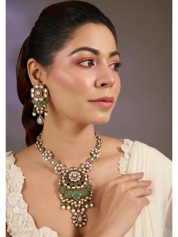 VIVINIA By Vidhi Mehra - Gold Plated Bloom Kundan Necklace with Earrings