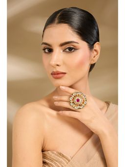 VIVINIA By Vidhi Mehra - Gold Plated Rajkumari Kundan Ring