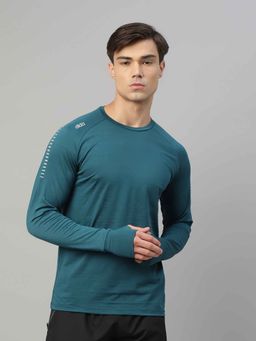 Dida - Men Stretchable Athletic-Fit Regular Full-Sleeve Sports T-Shirt Teal