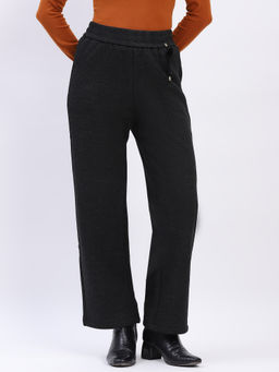 Global Republic - Women Black Polyester Blend Straight Fit Pant