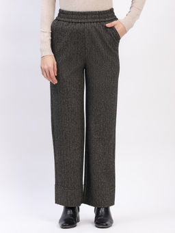 Global Republic - Women Charcoal Polyester Straight Fit Pant