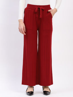 Global Republic - Women Maroon Viscose Blend Straight Fit Pant