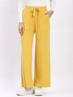 Global Republic - Women Mustard Viscose Blend Straight Fit Pant