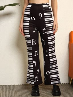 Tandul - Women Musical Notes Patterned Multicolor Pant