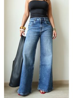 Off Duty India - Dark Horizon Stone Wash Wide Leg Blue Jeans
