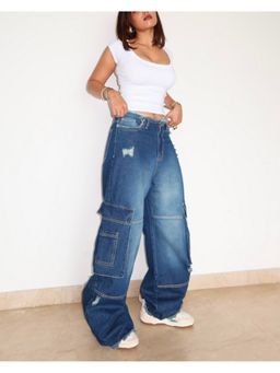 Off Duty India - Distress Cargos Blue Jeans