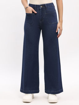 Global Republic - Cotton Blend Solid Straight Fit Full Length Blue Jeans