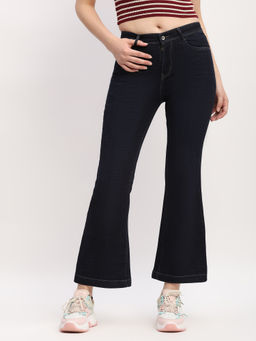 Global Republic - Cotton Spandex Solid Slim Fit Full Length Bootcut Blue Jeans