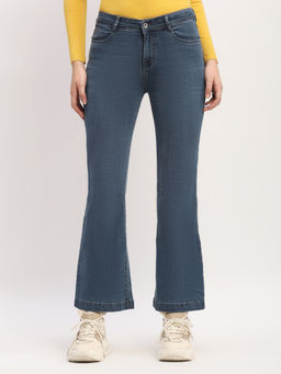 Global Republic - Cotton Spandex Solid Slim Fit Full Length Bootcut Blue Jeans