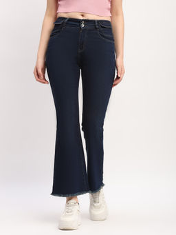 Global Republic - Cotton Spandex Solid Slim Fit Full Length Bootcut Blue Jeans