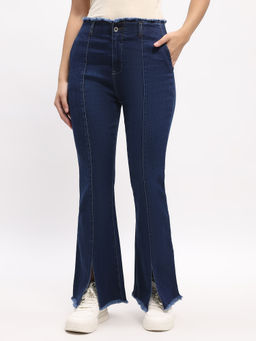 Global Republic - Cotton Blend Solid Bootcut Full Length Blue Jeans