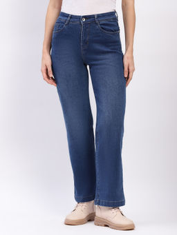 Global Republic - Cotton Blend Solid Straight Fit Full Length Blue Jeans