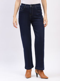 Global Republic - Cotton Blend Solid Straight Fit Full Length Blue Jeans