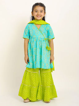 Campana - Girls Nihira Kurta and Sharara with Dupatta Turquoise (Set of 3)