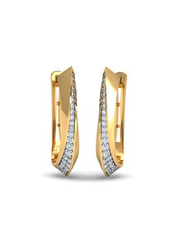 KuberBox - 18K Gold Abierto Hoop Diamond Earrings for Women-Girls
