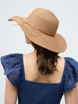 Twenty Dresses by Nykaa Fashion - Beige Bow Large Straw Hat
