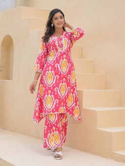 Autumnlane - Basuri Pink Rose Ikat Print Co-Ord (Set of 2)