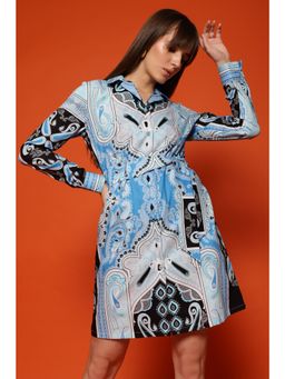 Loudless - Zoralia Printed Shirt Mini Dress with Belt for Women (Set of 2)