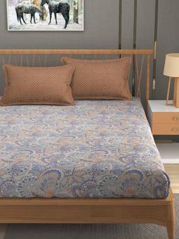 MORADO - Glace Cotton King Fitted Bedsheet King Size-Brown