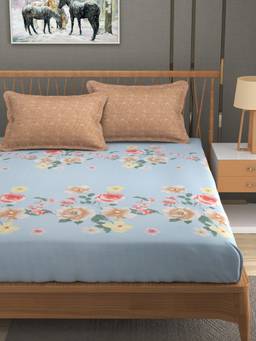 MORADO - Glace Cotton King Fitted Bedsheet King Size-Blue