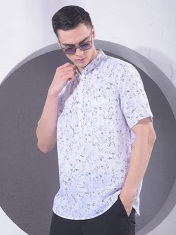 CRIMSOUNE CLUB - White Printed Linen Short Kurta