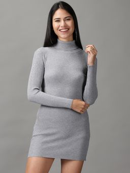 SHOWOFF - Womens Bodycon Grey Solid Dress