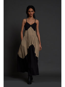 Mati - Strap Black And Beige Dress