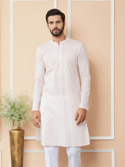 See Designs - Light Pink Thread & Sequin Worked Cotton Kurta