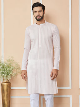 See Designs - Light Pink Thread & Sequin Worked Cotton Kurta