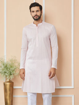 See Designs - Light Pink Thread & Sequin Worked Cotton Kurta