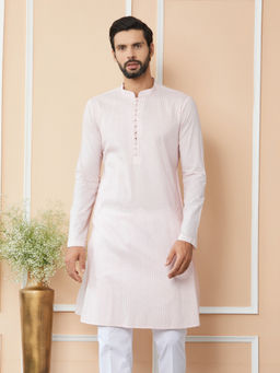 See Designs - Light Pink Thread & Sequin Worked Cotton Kurta