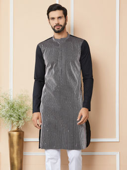 See Designs - Black Thread & Sequin Worked Cotton Kurta