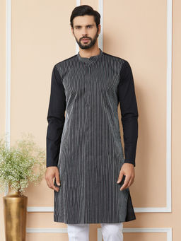 See Designs - Black Thread Worked Cotton Kurta
