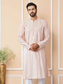 See Designs - Light Pink Sequins Embroidered Chanderi Silk Kurta