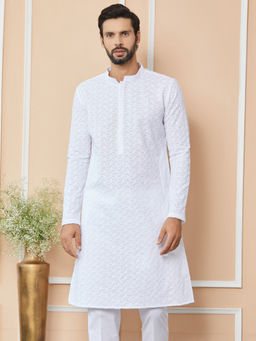 See Designs - White Embroidered Chikankari Cotton Kurta